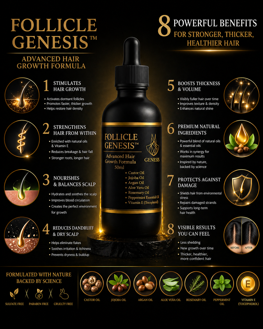 Follicle Genesis™ Hair Growth Oil - Thicker,Stronger,Healthier Hair